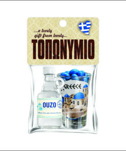 LS602 - OUZO 40ML + SHOT GLASS + OUZO FLAVOURED CANDIES